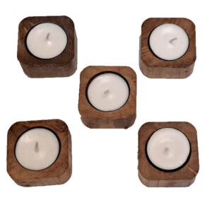 شمع دست ساز مدل چوبی وارمر دار مجموعه 5 عددی
